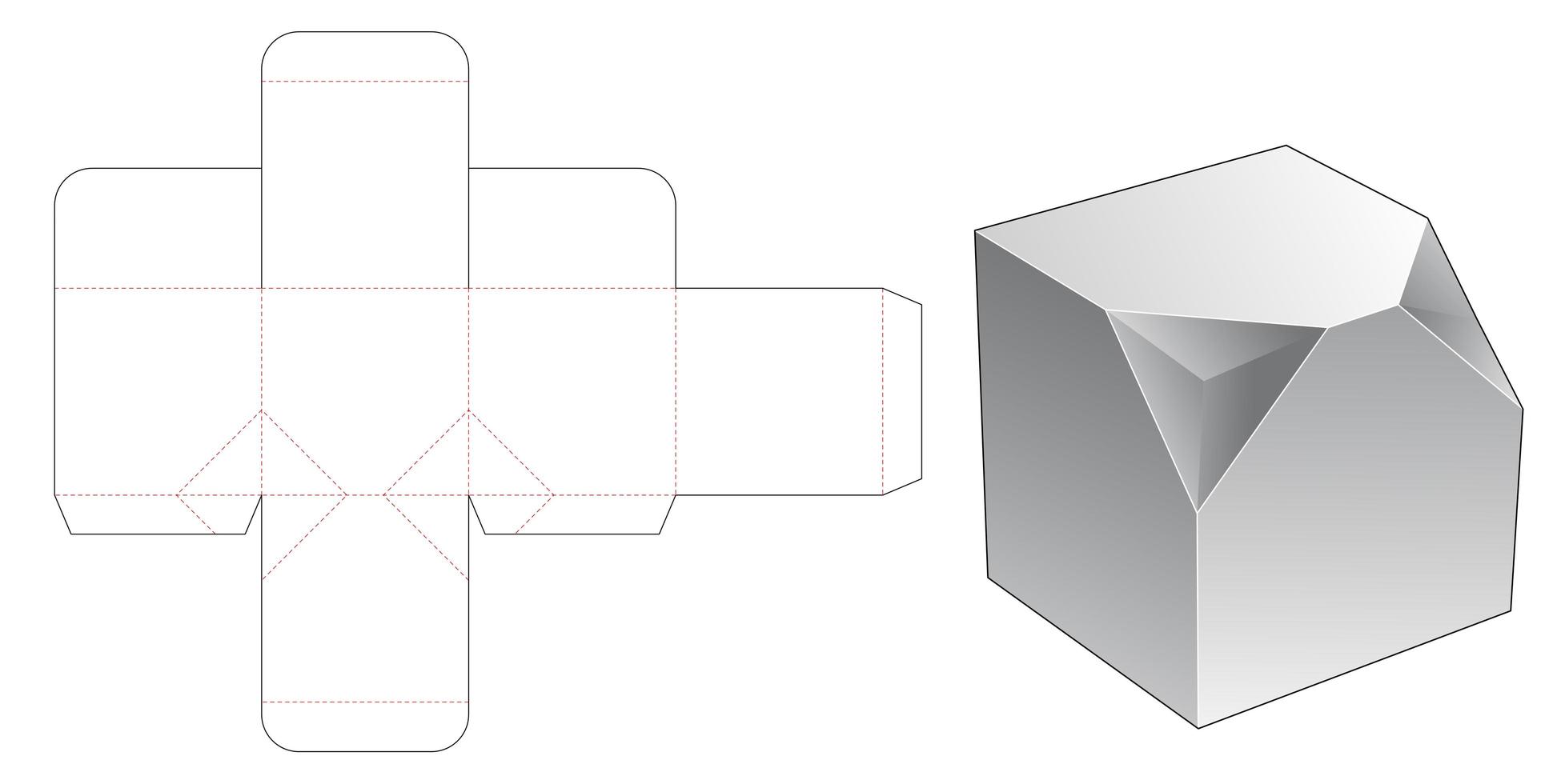 Caja cuadrada de 2 esquinas biseladas vector