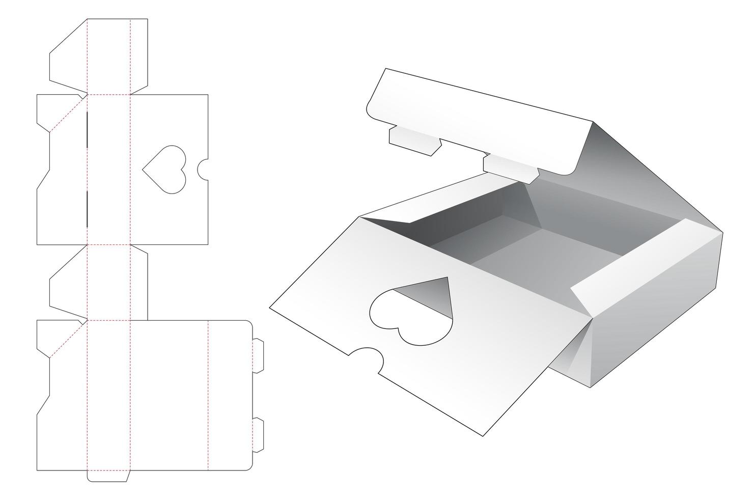 2 flip top packaging box with heart window vector