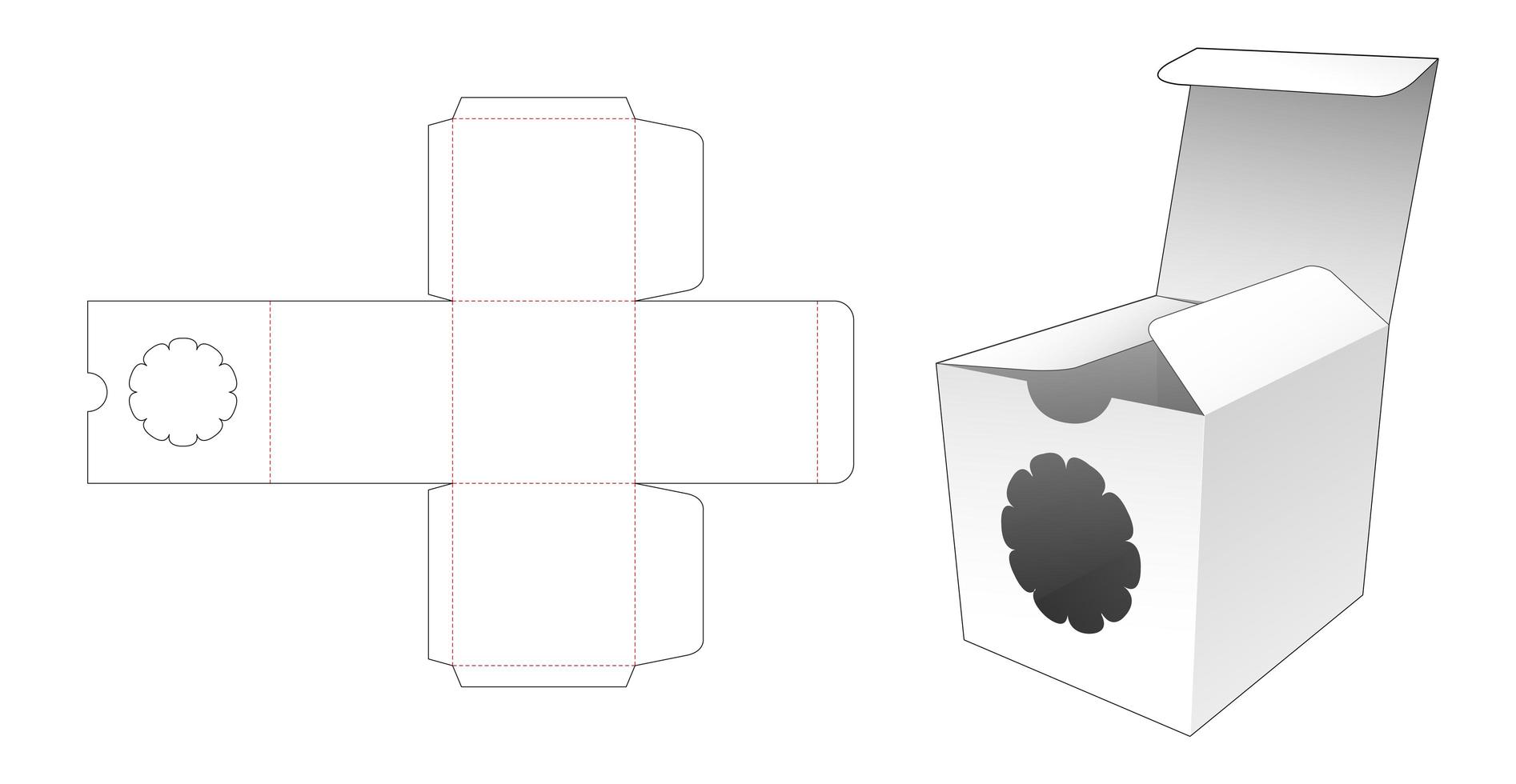 Square packaging with flower window vector