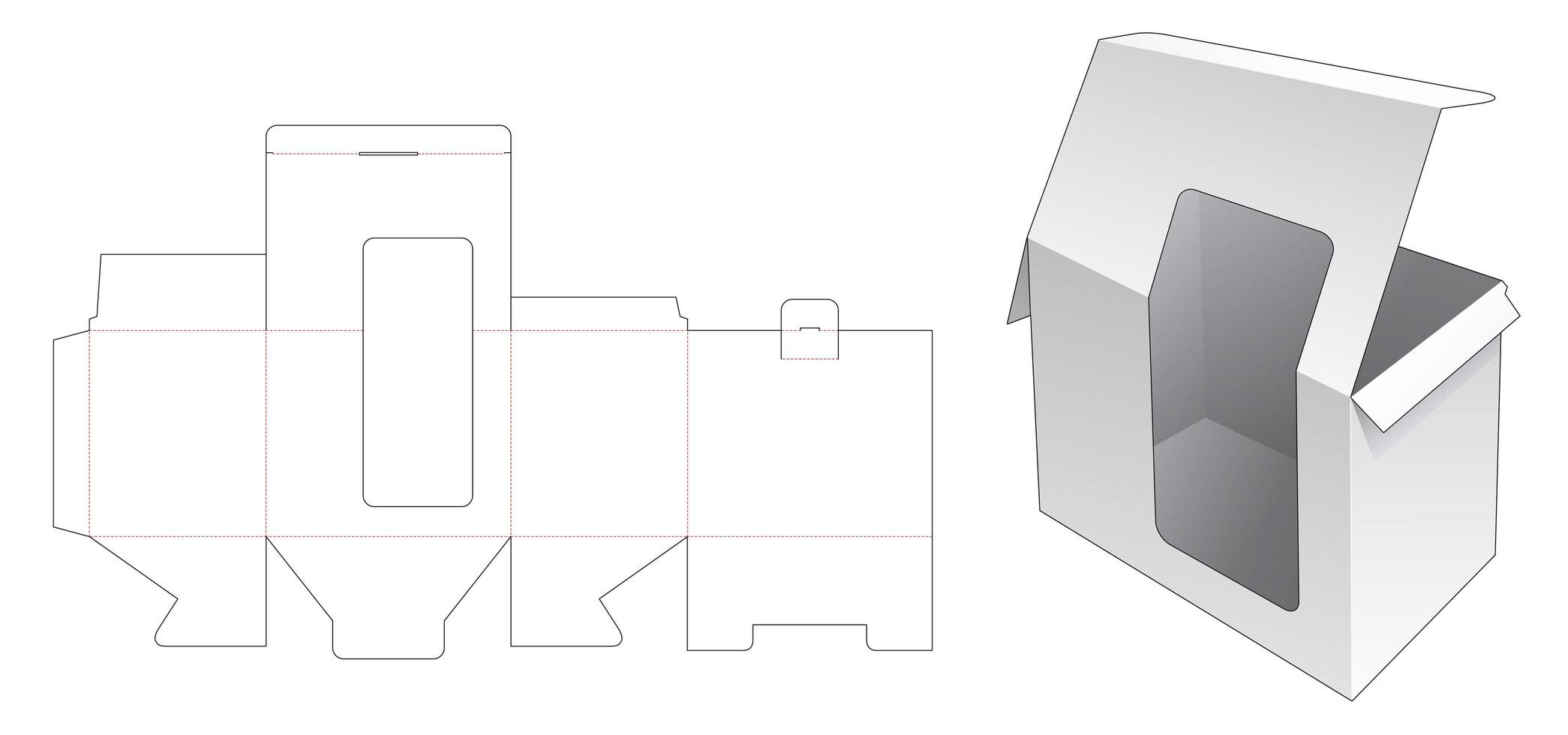 caja de embalaje con ventana superior y trasera vector