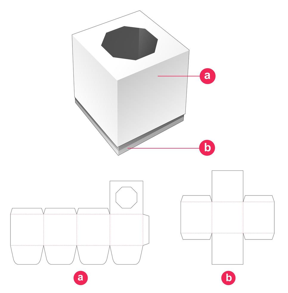 Gift box and lid with octagonal window vector