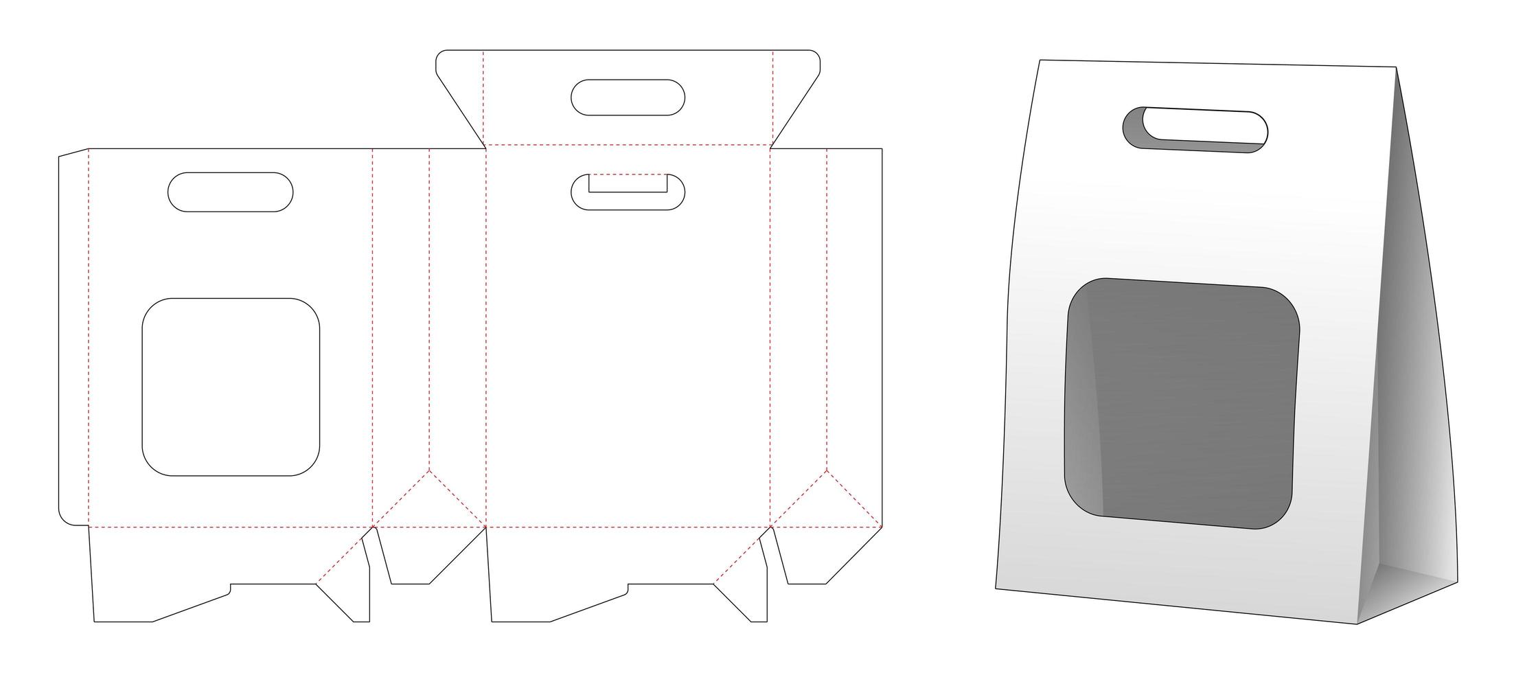 Embalaje de bolsas de papel con ventana y asa cortada vector