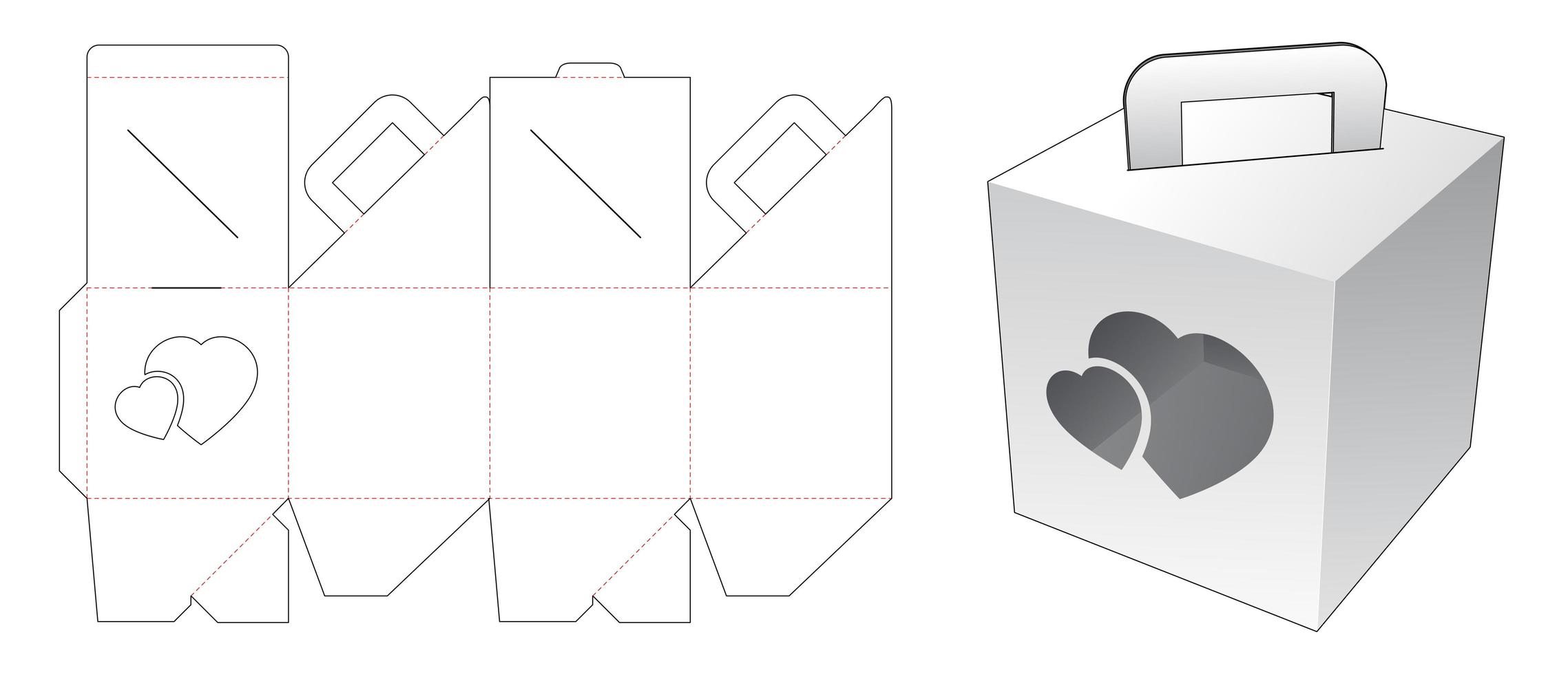 sosteniendo cartón con ventana de corazón vector