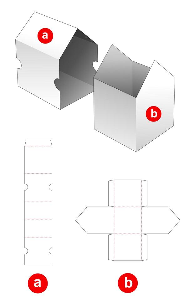 caja y tapa en forma de casa vector