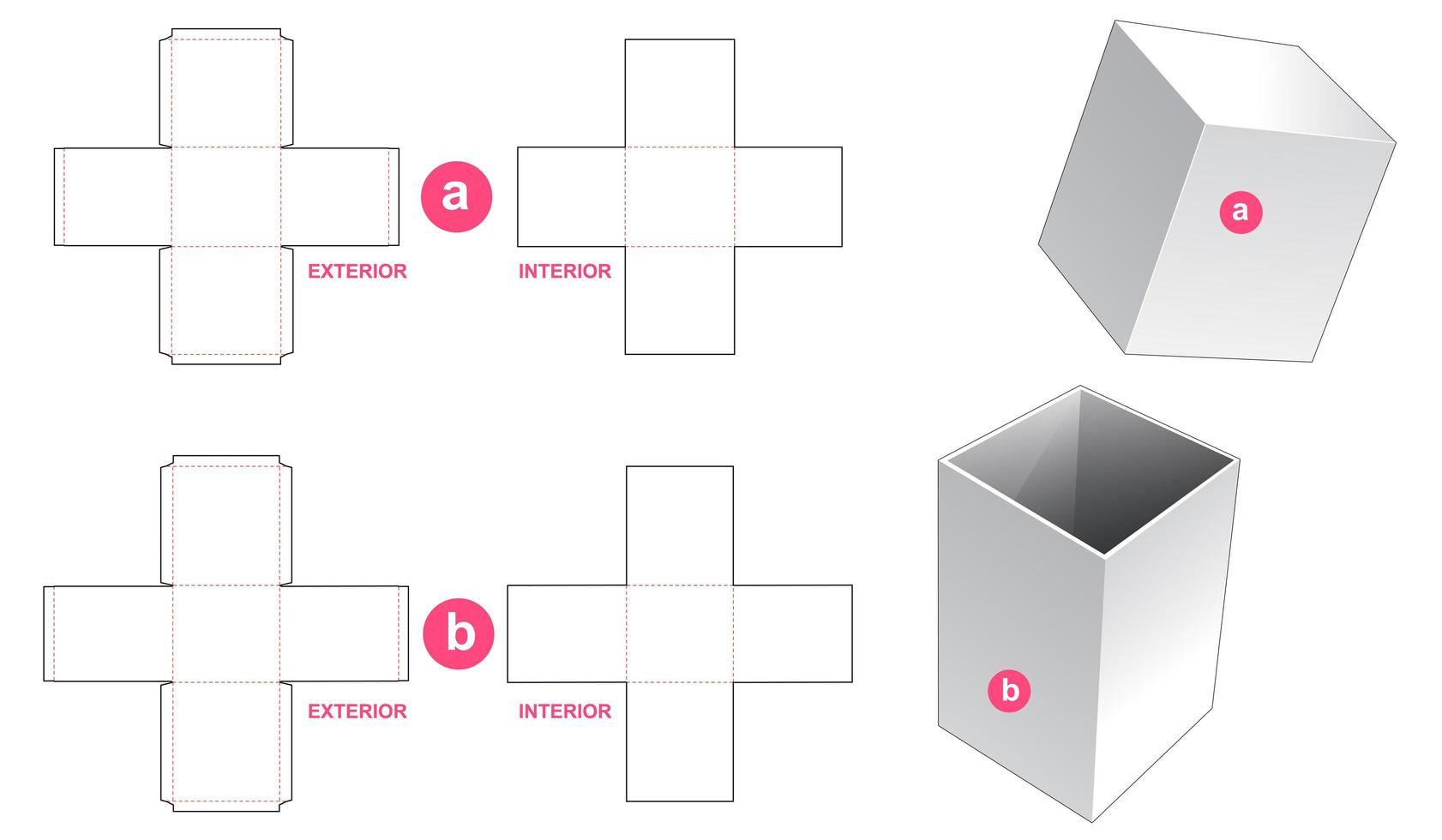 Rigid packaging box and lid vector