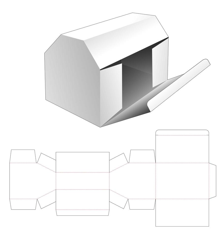 embalaje en forma de casa con punto de apertura lateral abatible vector