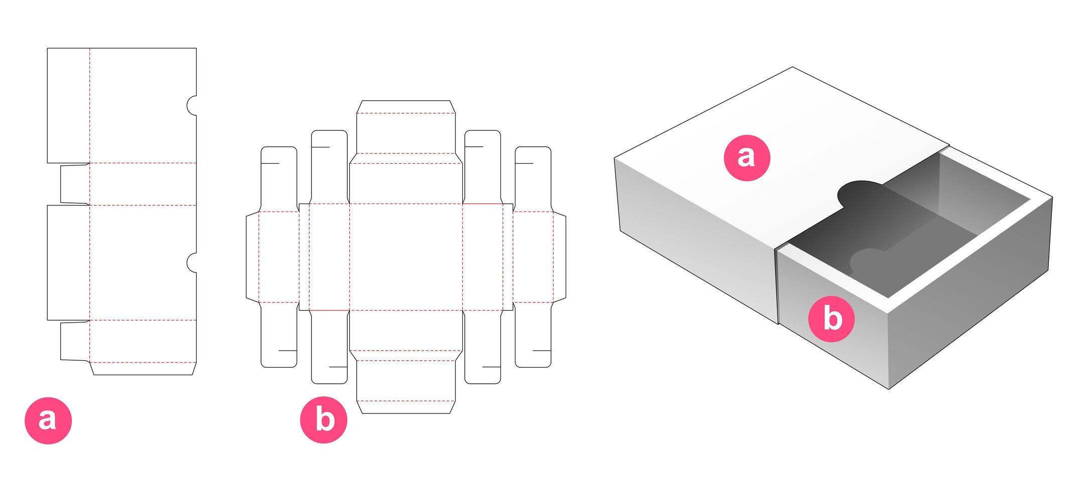 Slide opening box with cover vector