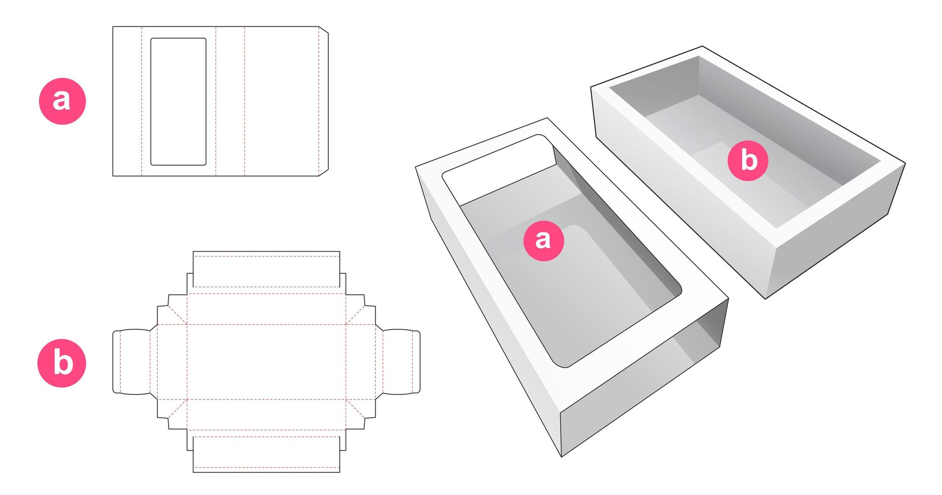 Sliding packaging with window cover vector