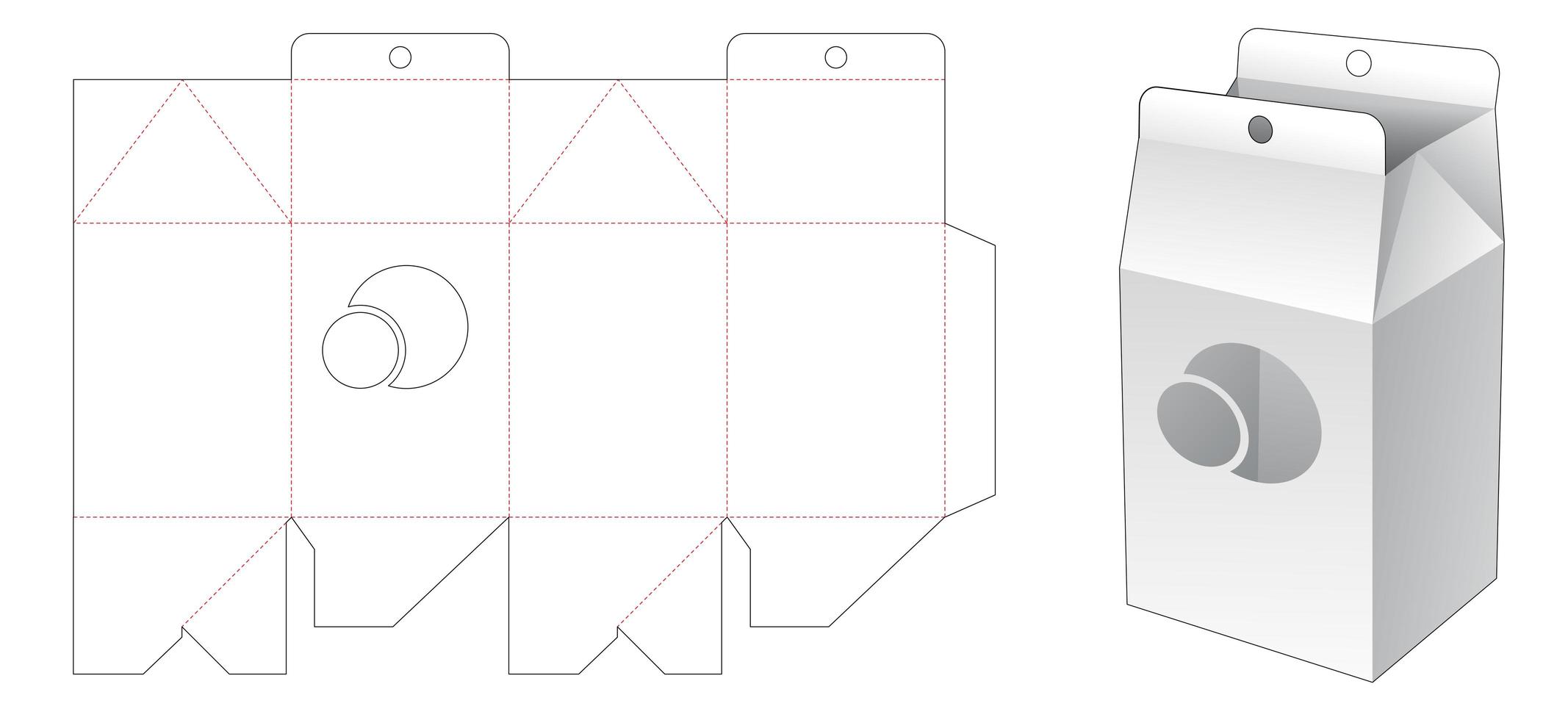 Packaging carton and circle window with hang hole vector