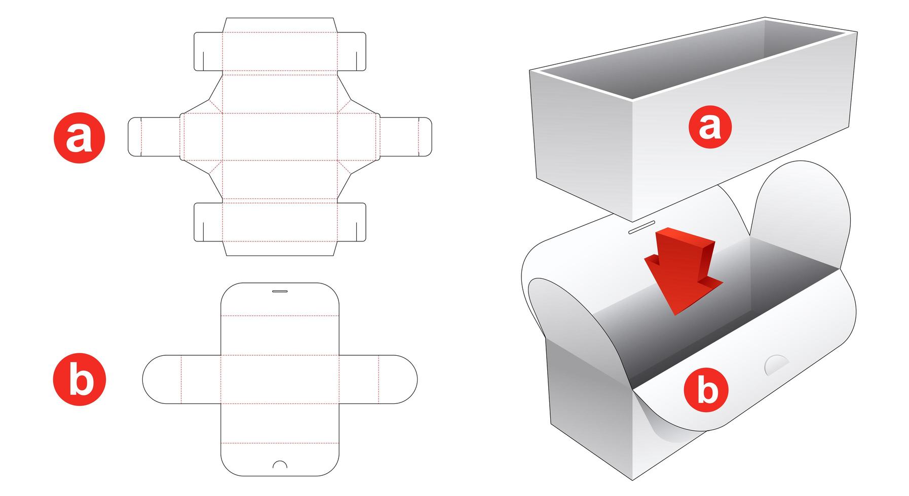 caja de embalaje y tapa envuelta vector