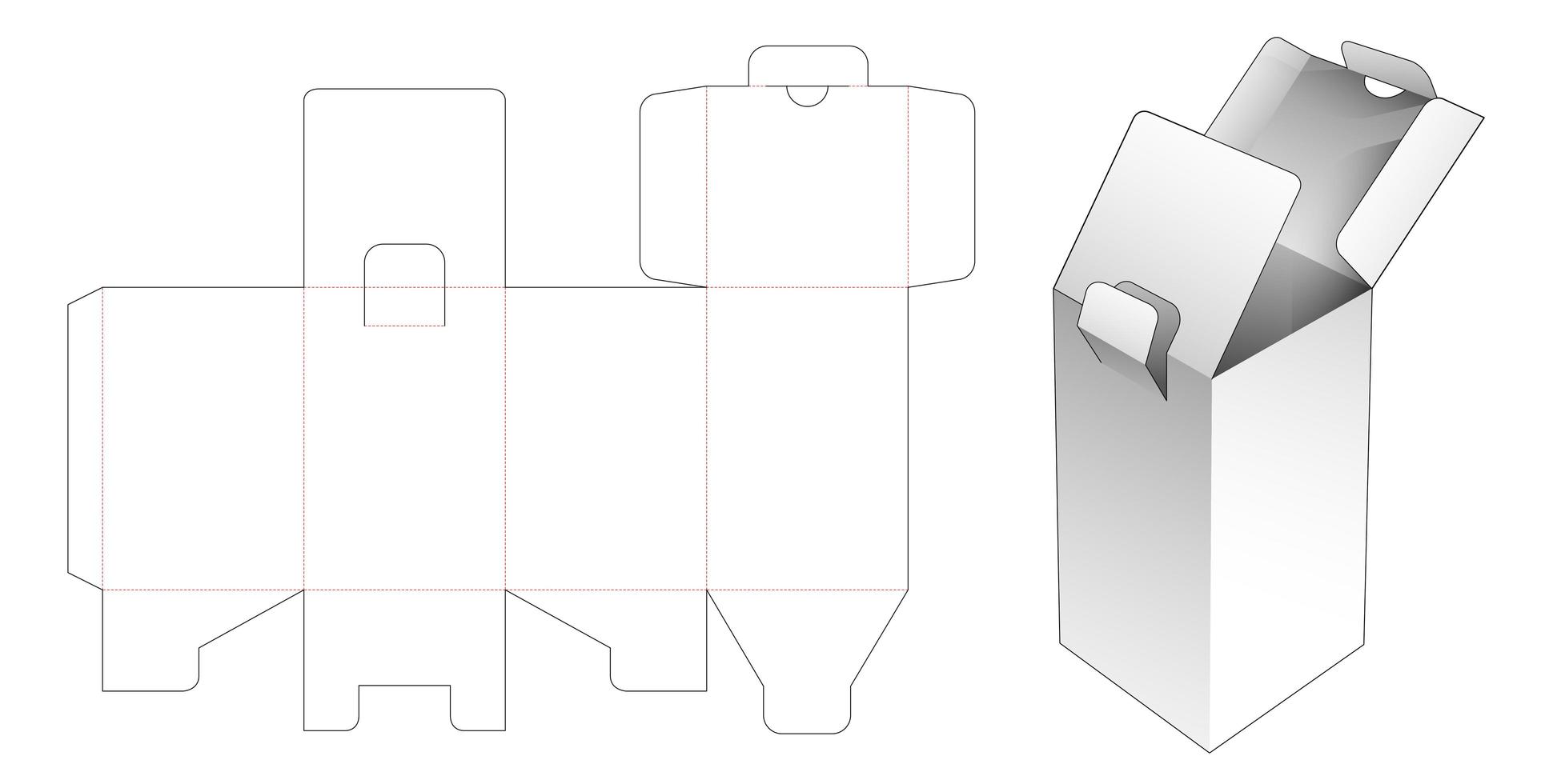 2 flaps rectangular box with locked point vector