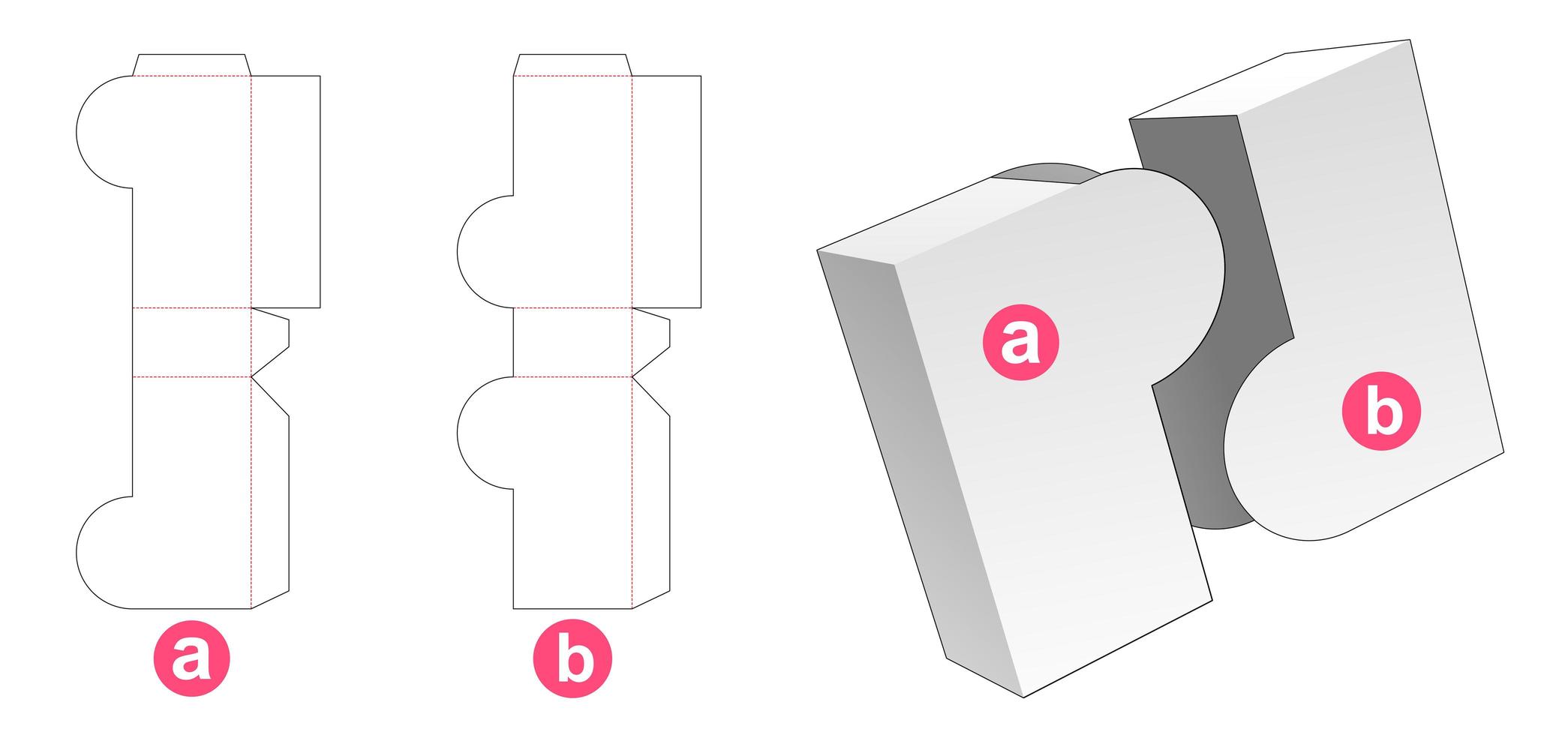 Caja de 2 piezas con solapa redondeada vector