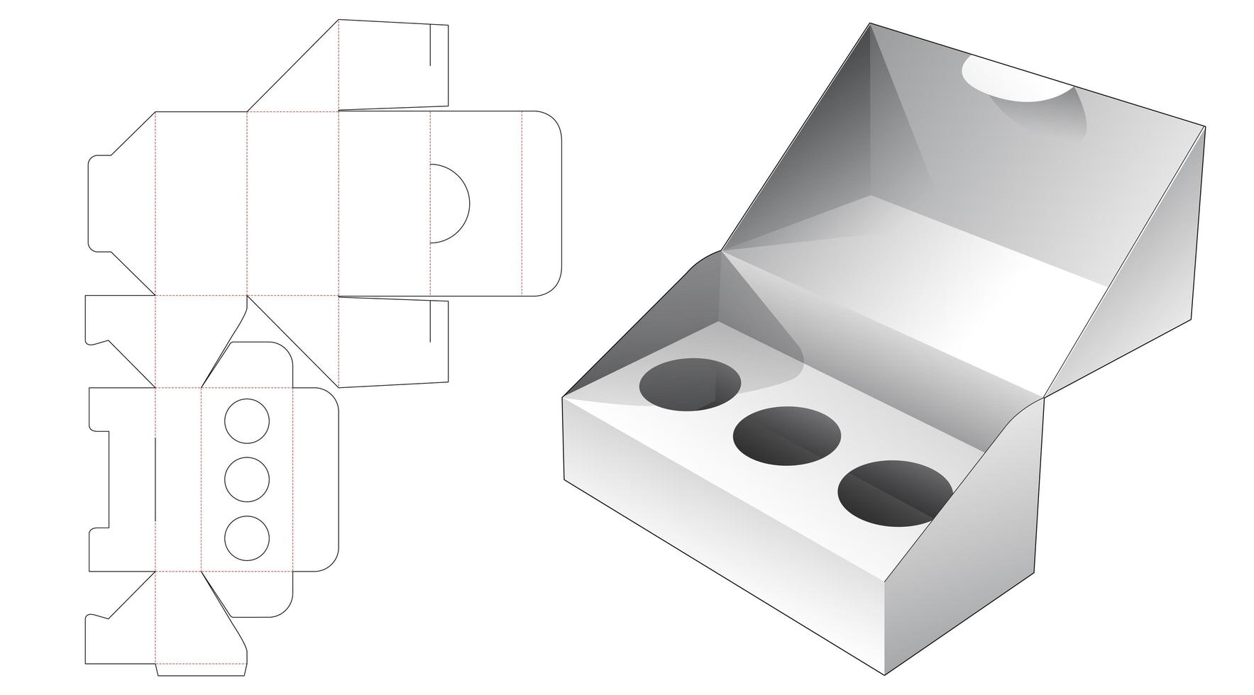 1 piece packaging with 3 circle insert supporter vector