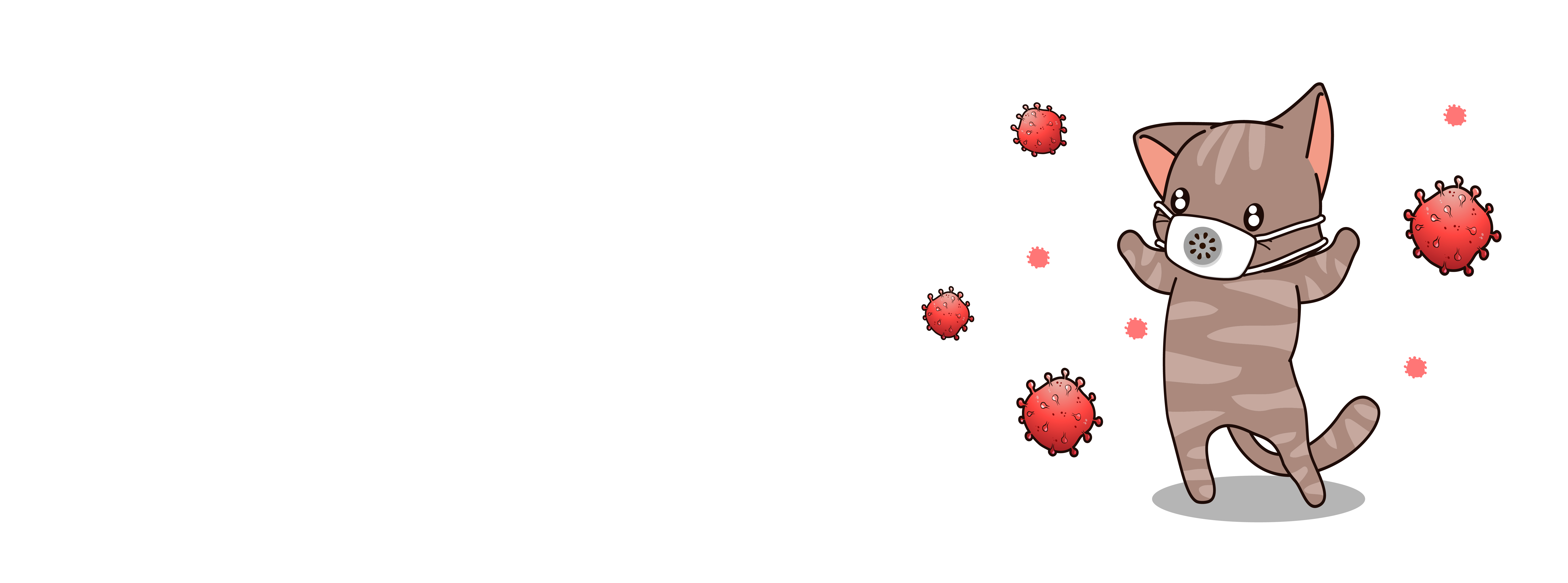 Cute masked cat with virus cells and copy space 1267508 Vector Art at