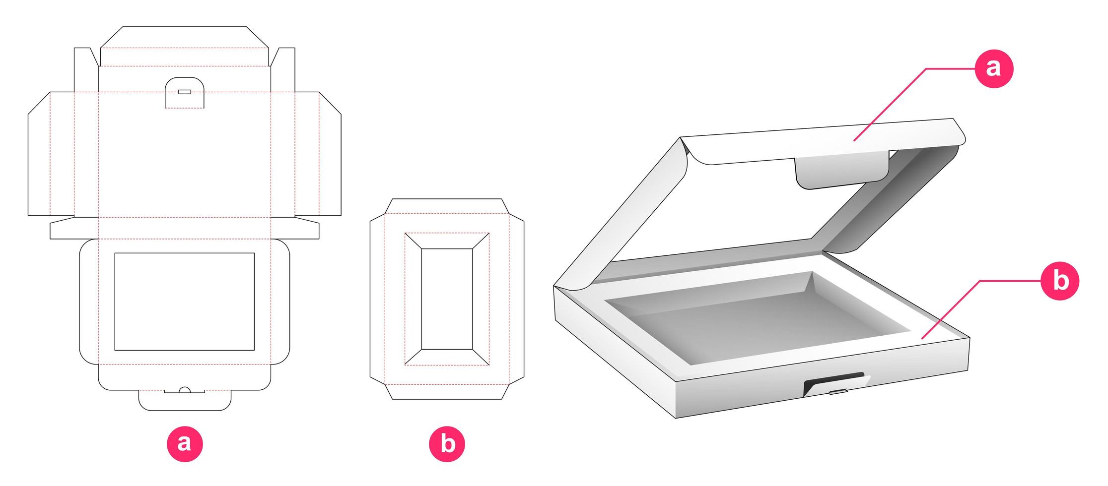 Flat flip box with window and insert vector