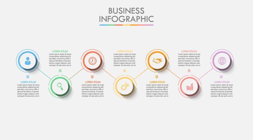 7 Step Colorful Circle Infographic vector