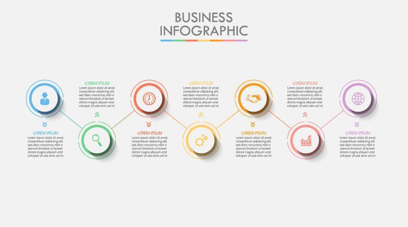 7 Step Colorful Circle Infographic vector