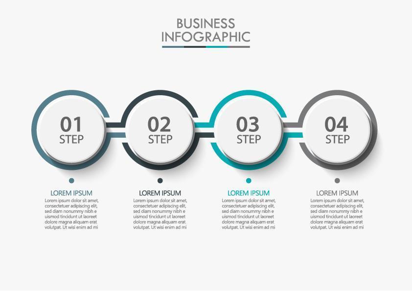 4 Step Connected Circle Infographic vector