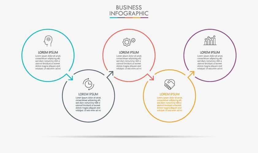 plantilla de infografía de negocios círculo colorido mínimo vector