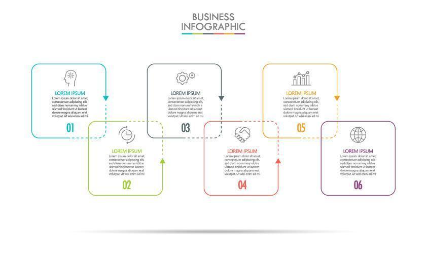 Thin Line Rounded Square Infographic vector