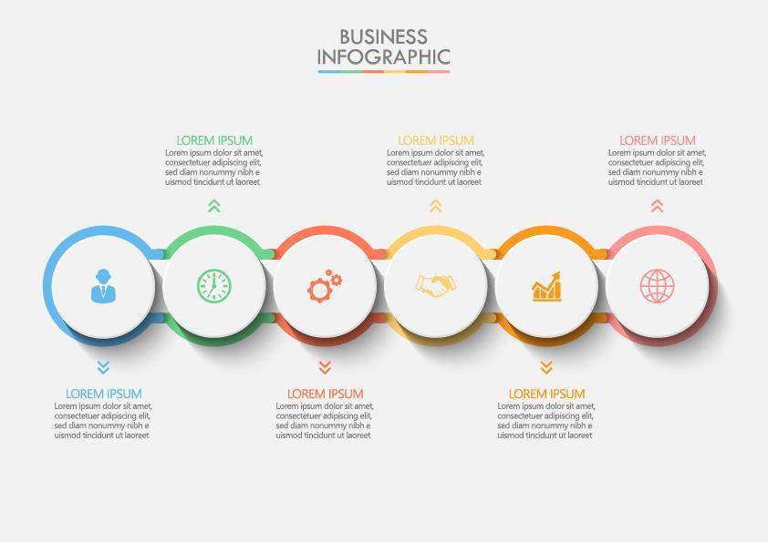 Infografía de círculo de contorno conectado colorido vector