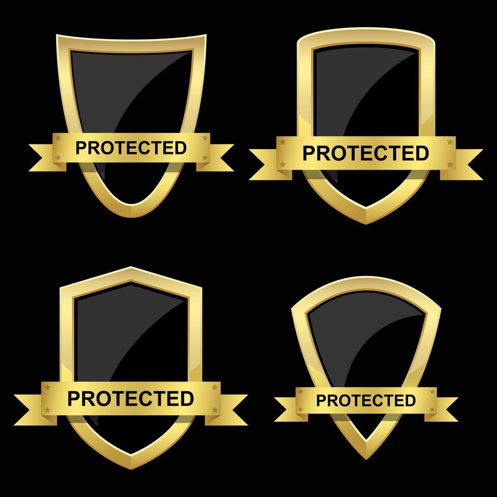 Golden potection shield set vector