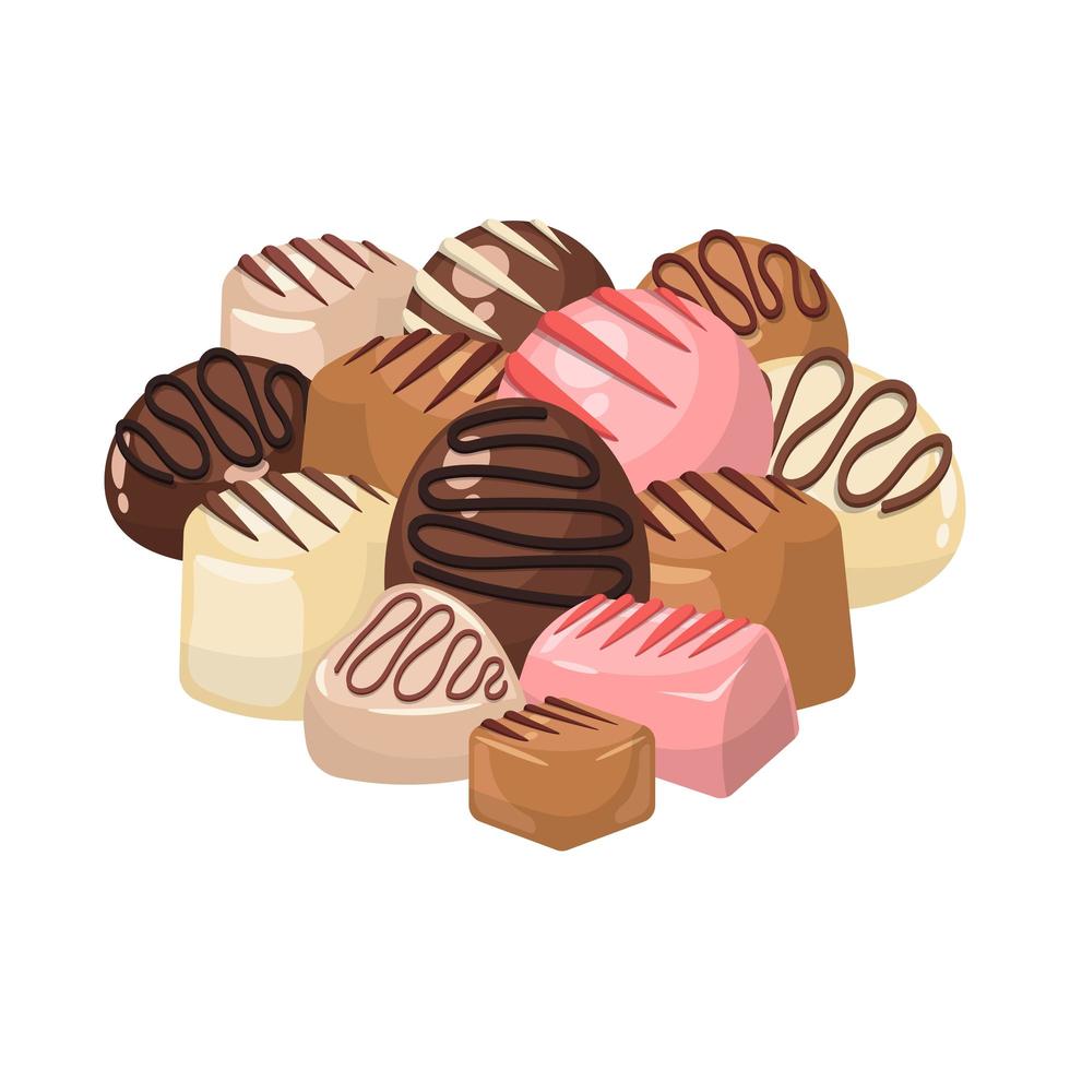 colorido juego de dulces de chocolate vector