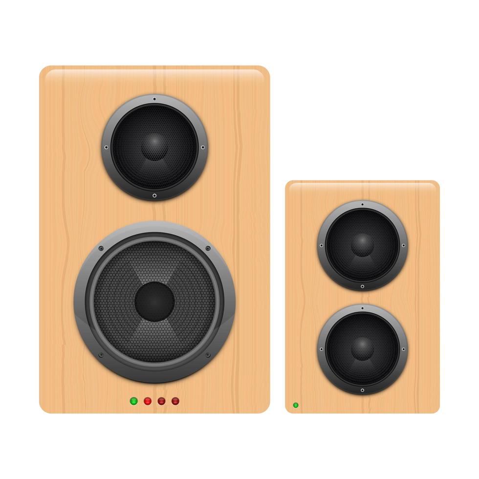 Wooden audio speakers vector