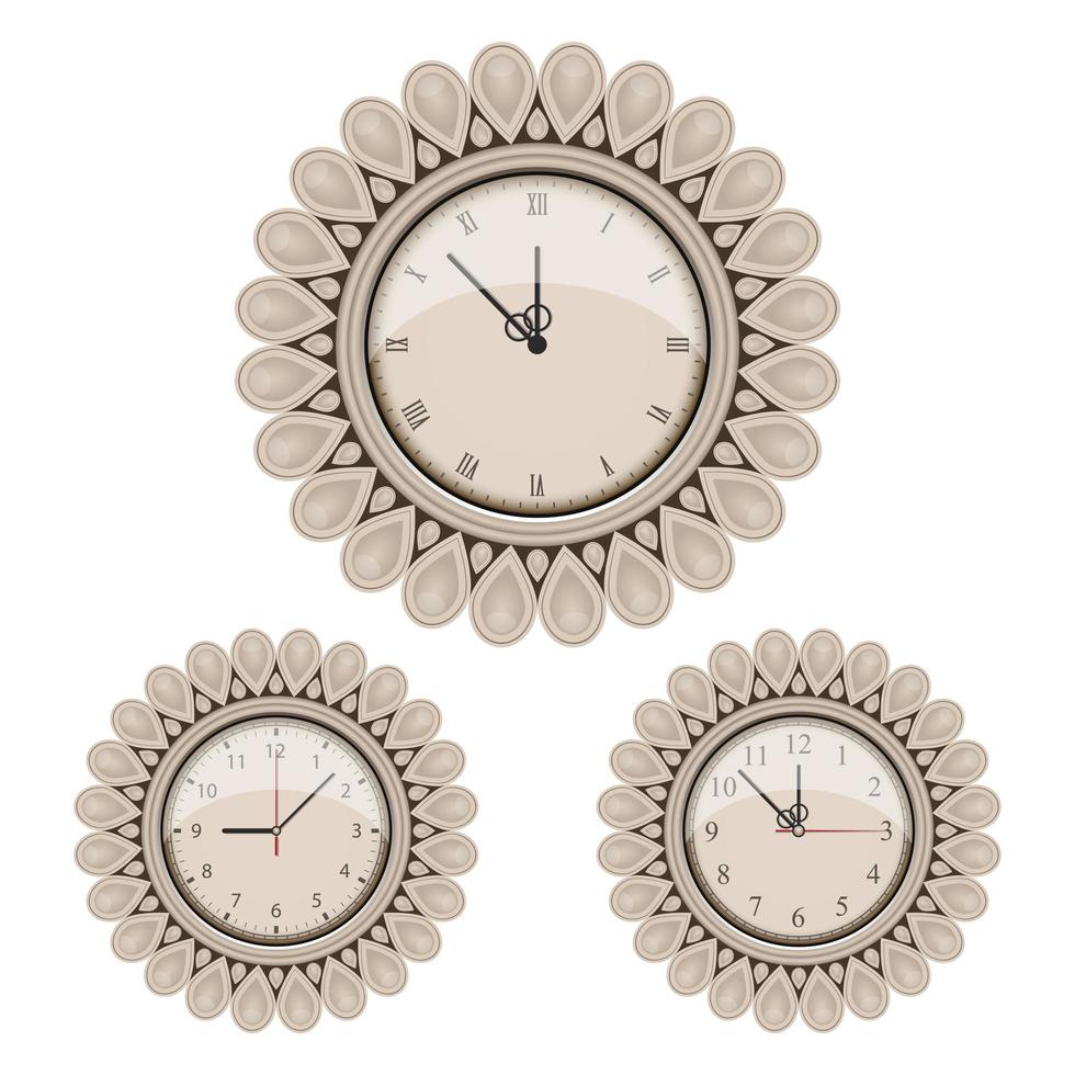 Vintage wall clock set vector