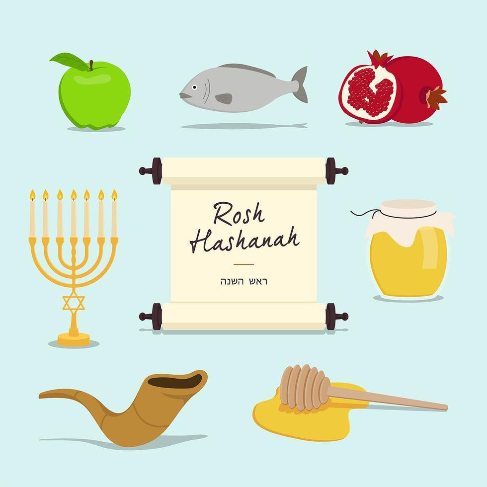 Rosh Hashanah New year Icon Set  vector