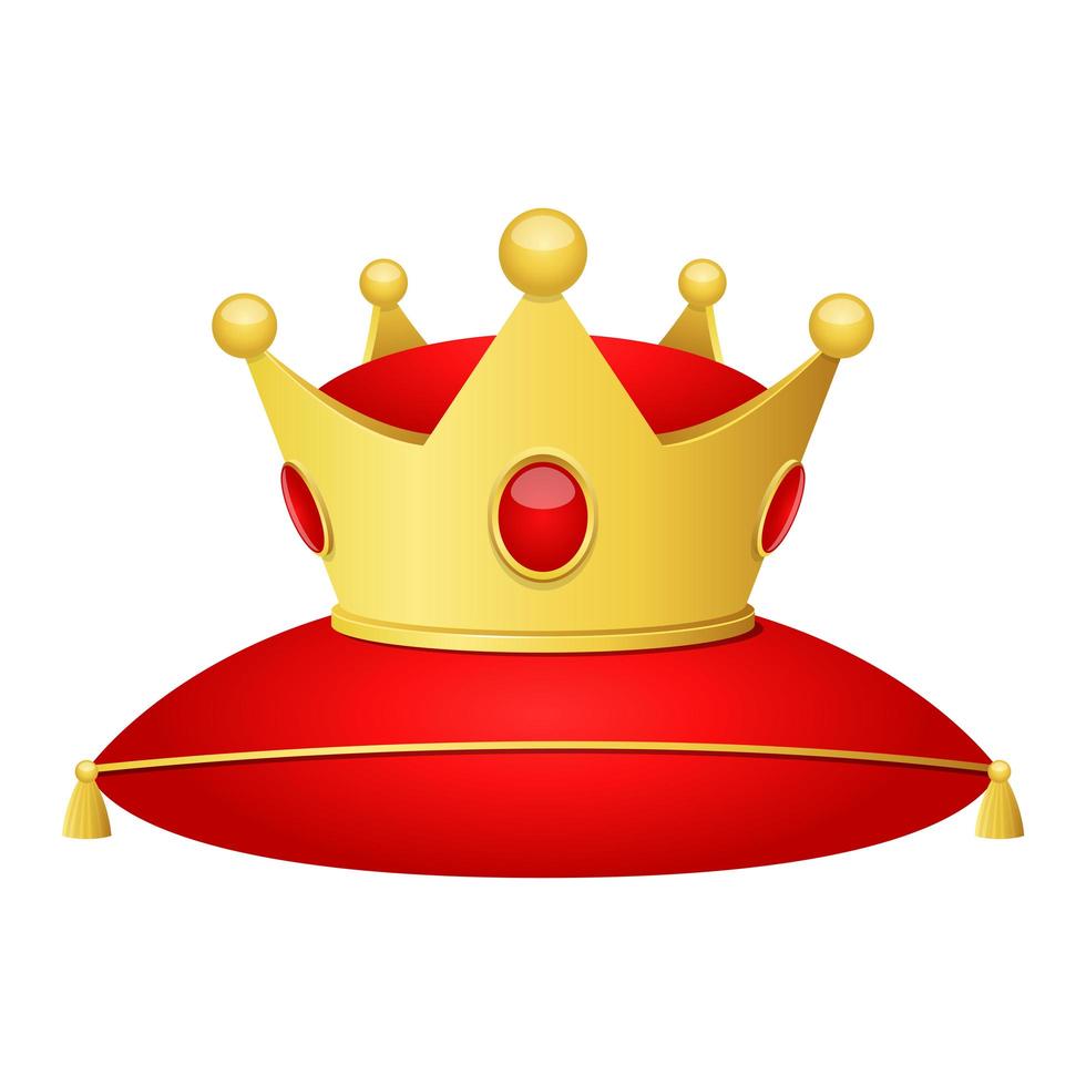 Golden crown and cushion isolated  vector