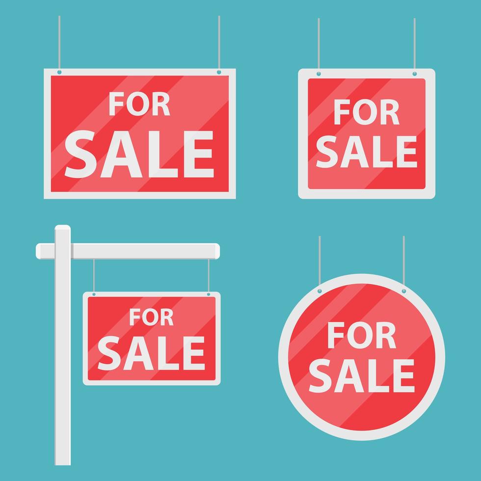 For sale house sign set vector