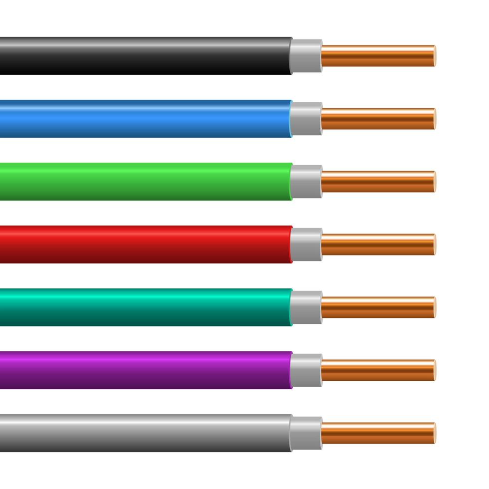 conjunto de alambre de cobre colorido vector