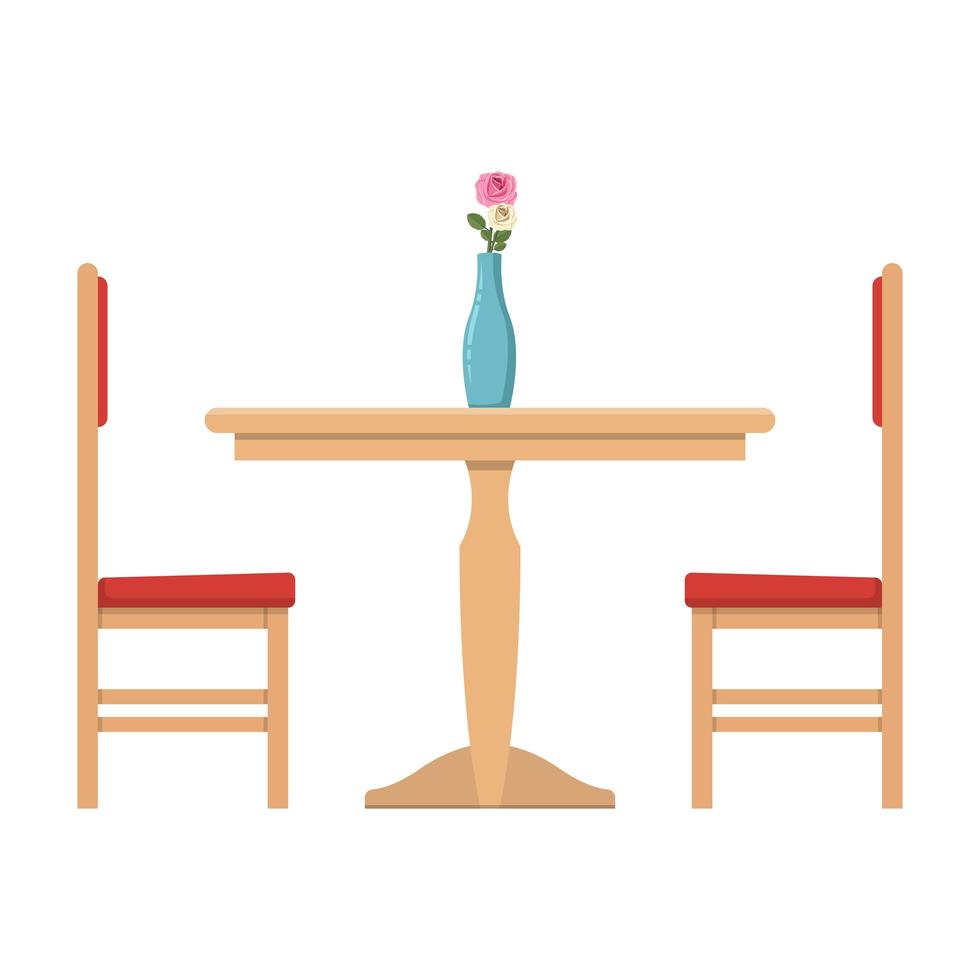 Classic dining table and chairs vector