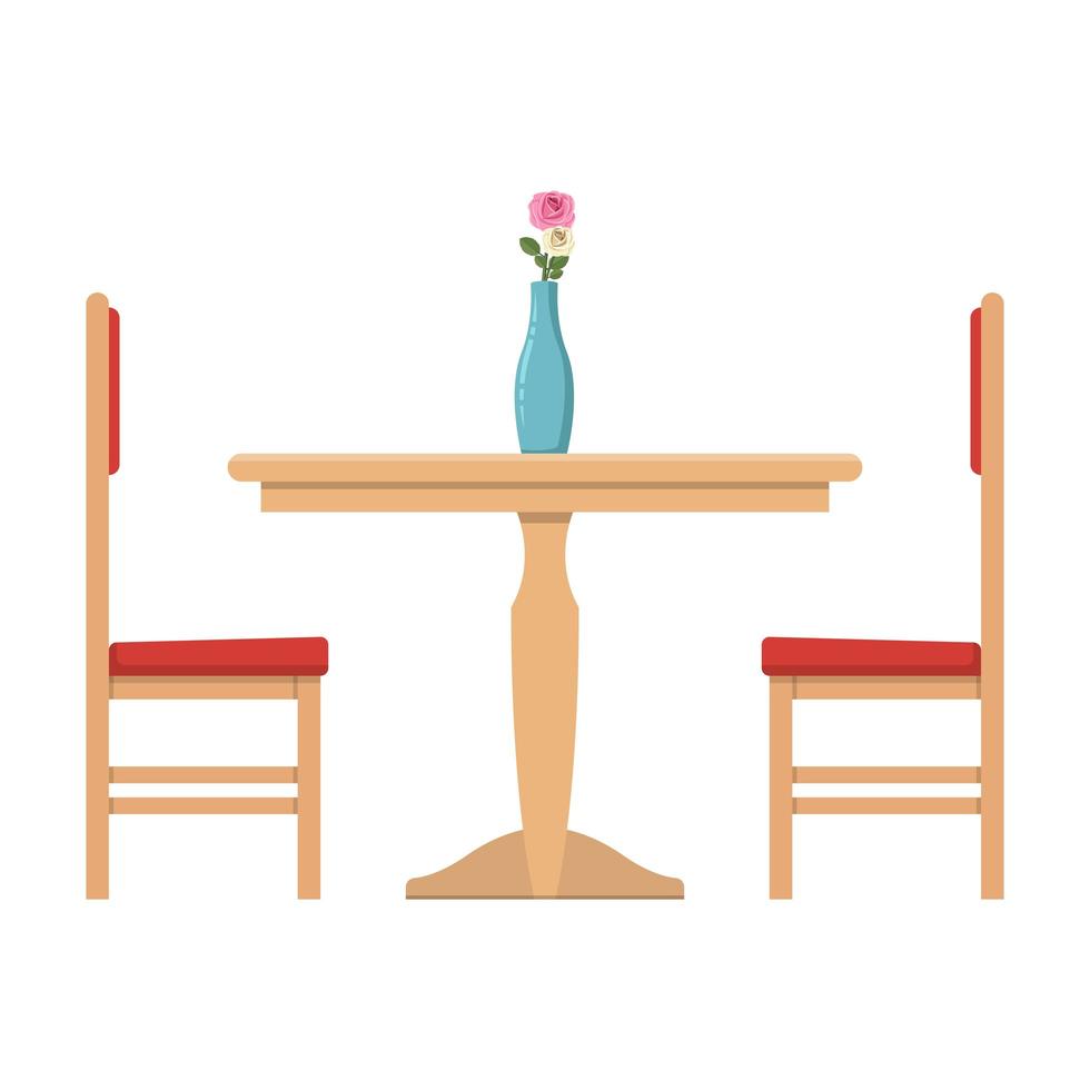 mesa y sillas de comedor clásicas vector