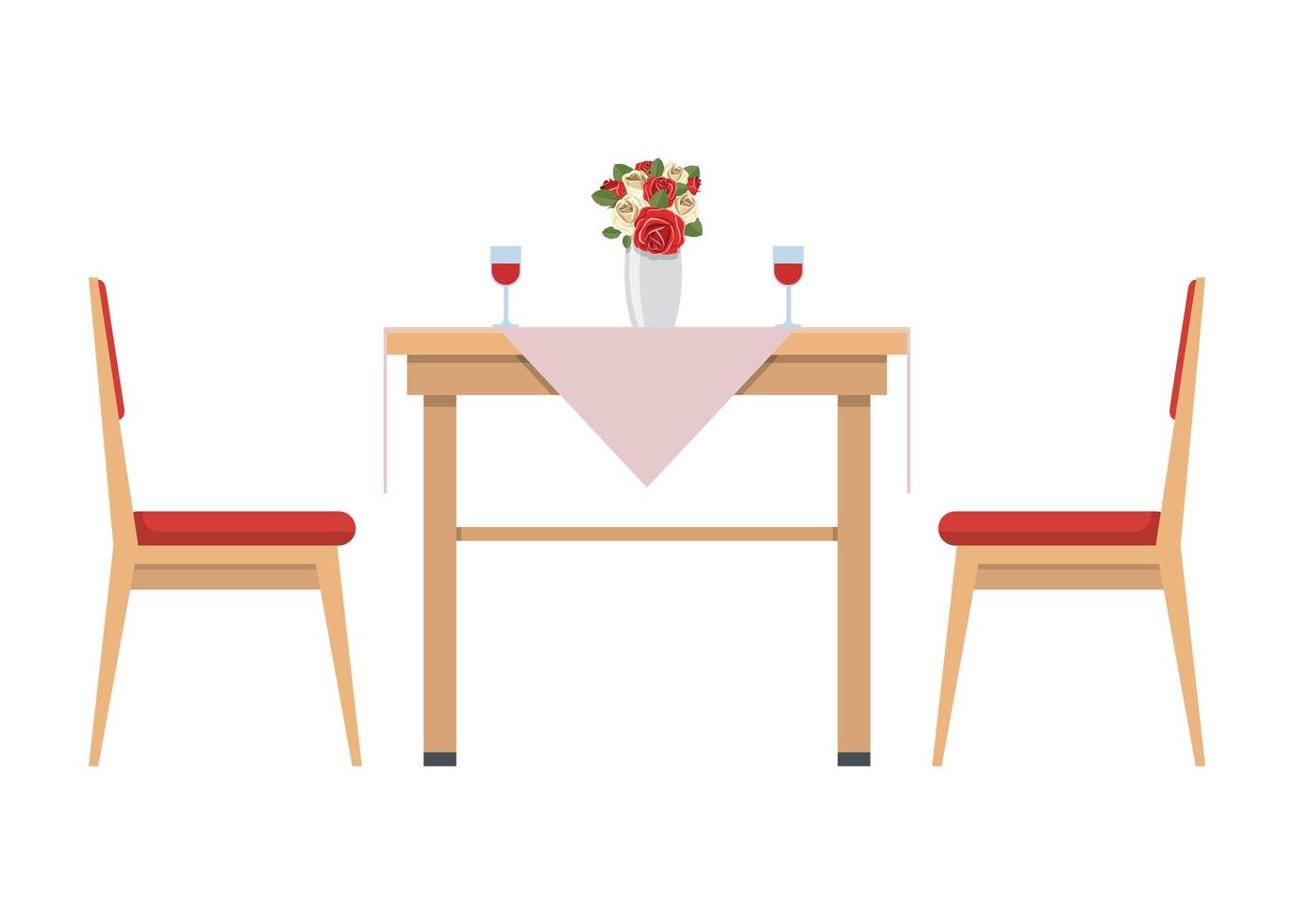 Dining table and chairs vector