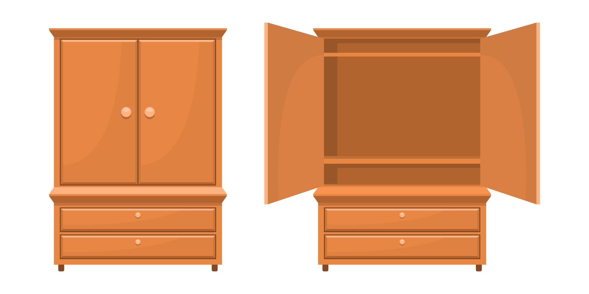 muebles de dormitorio de madera retro vector