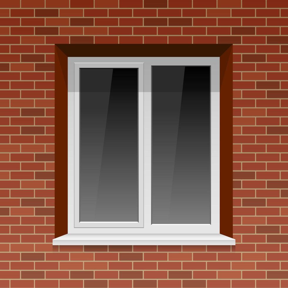 Window on brick wall vector