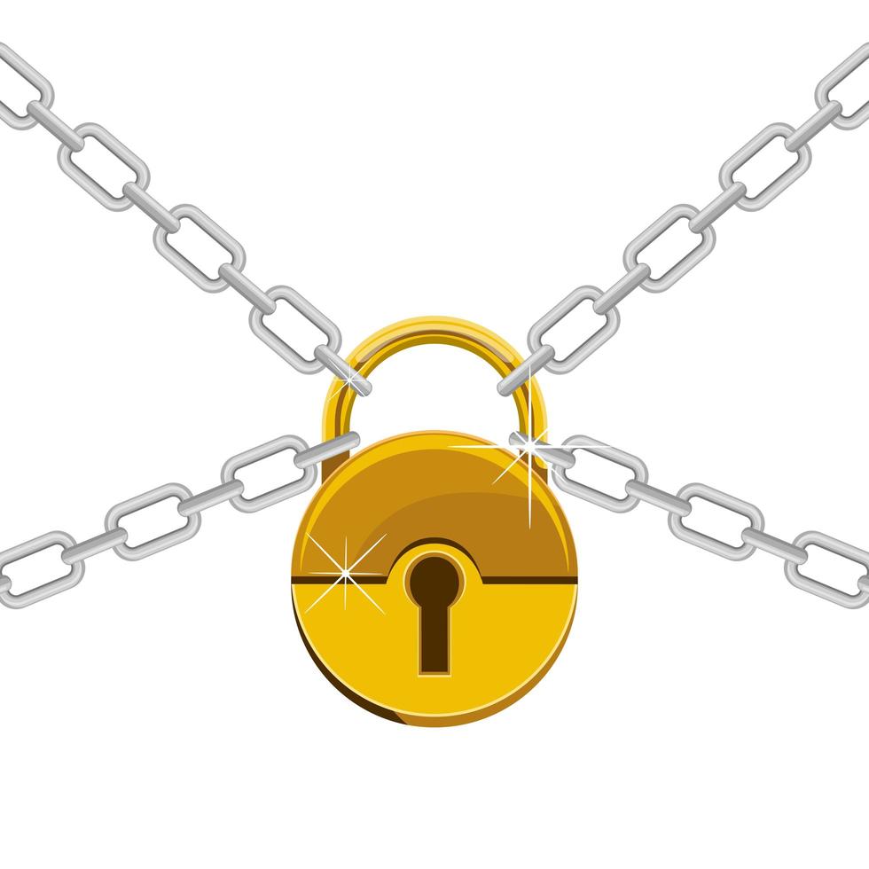 Padlock with chain isolated vector