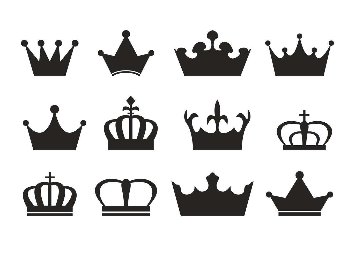 Royal crown silhouette set vector