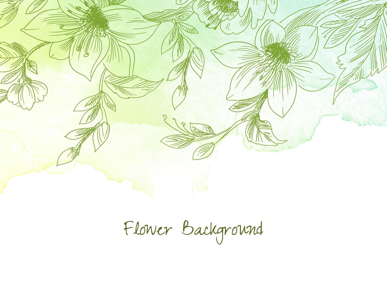 Watercolor green pastel hand drawn flower decoration vector