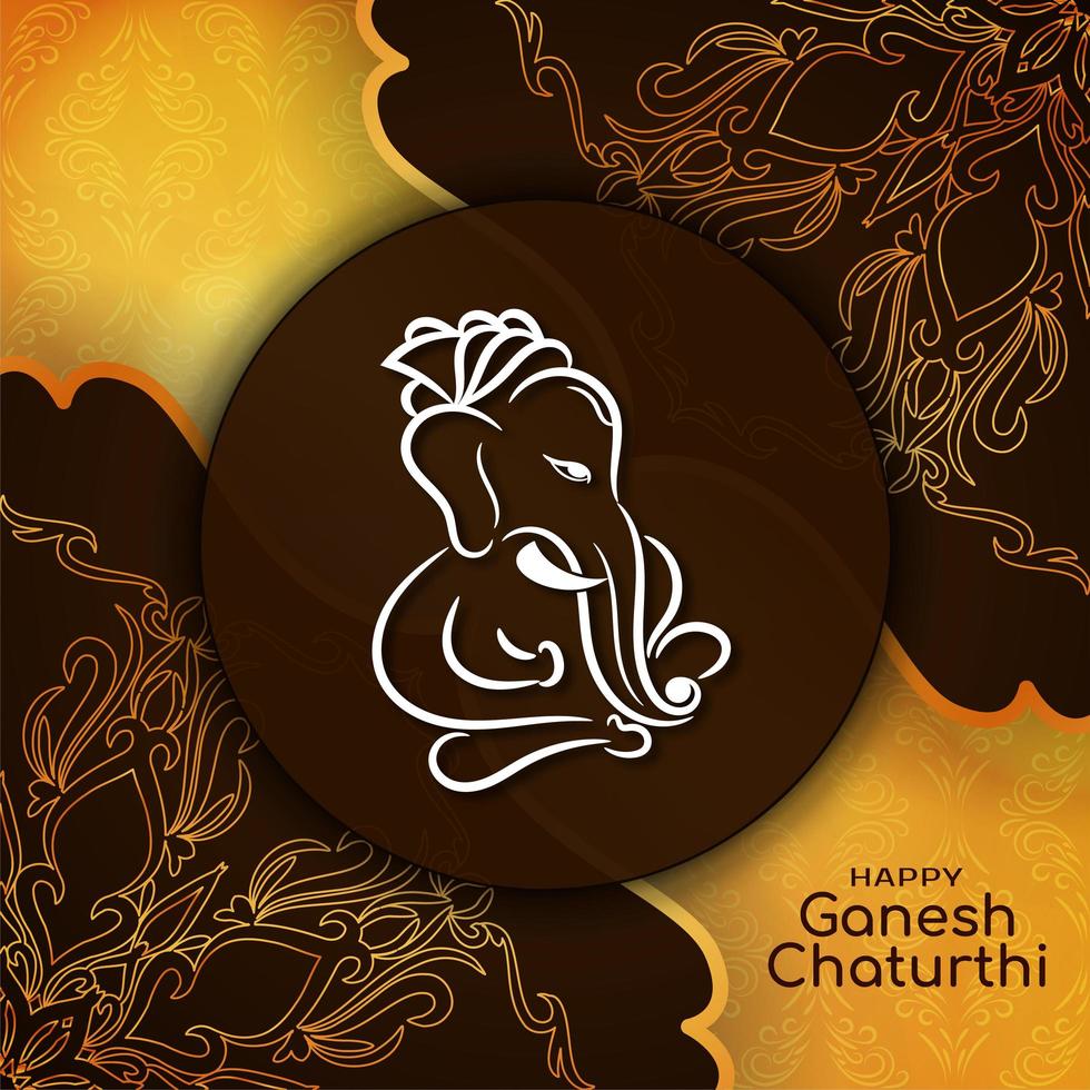 Abstract Ganesh Chaturthi religious gold and brown card vector