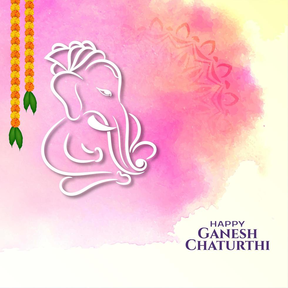 Indian festival Ganesh Chaturthi greeting colorful card vector