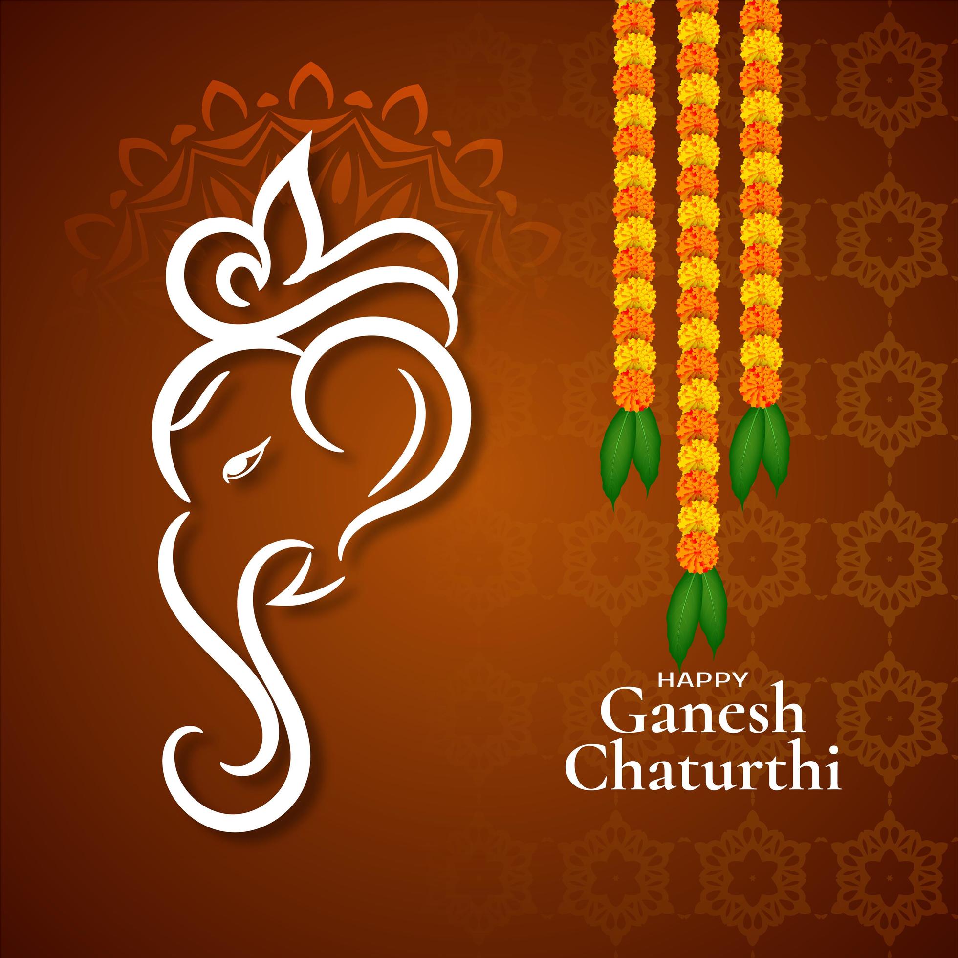 Brown color Ganesh Chaturthi festival decorative card 1268126 Vector ...