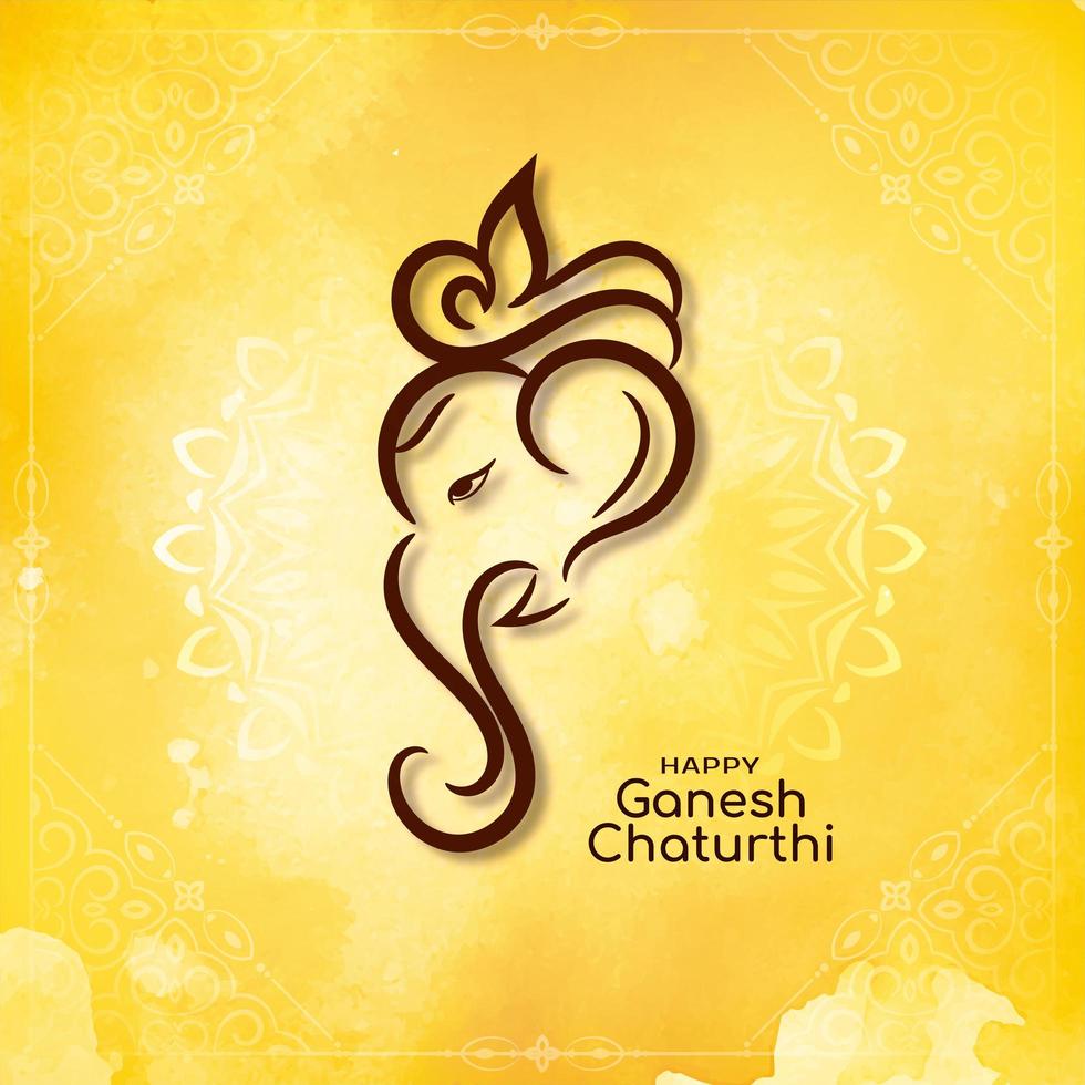 Abstract Ganesh Chaturthi religious yellow watercolor design vector