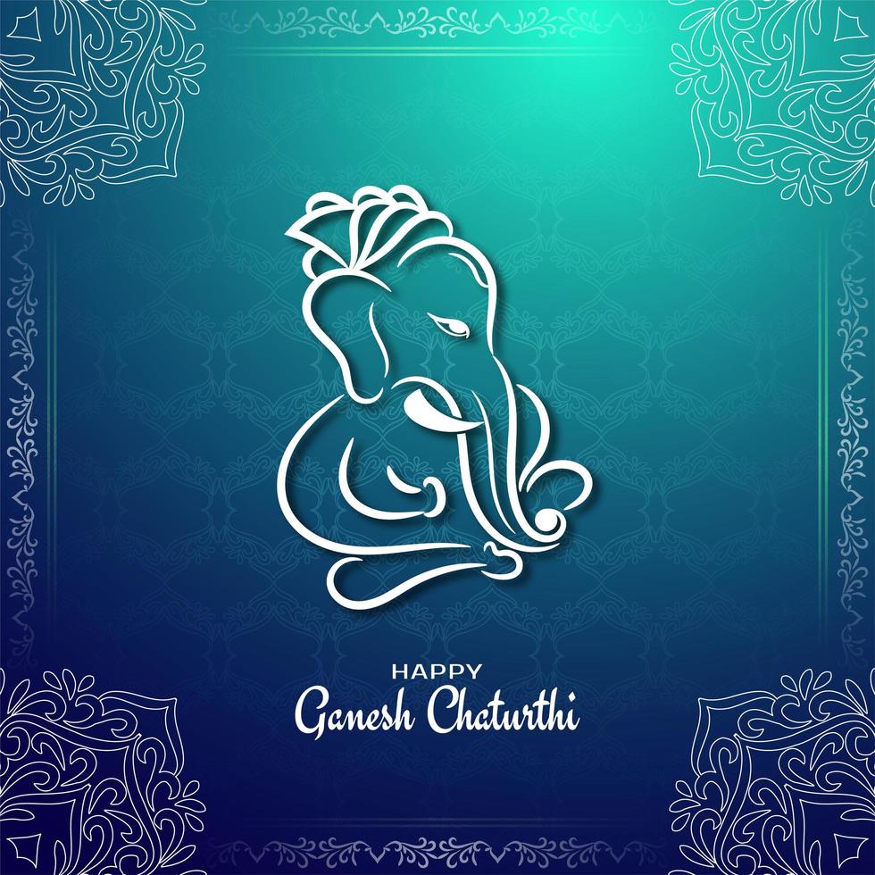 Indian festival Ganesh Chaturthi blue green stylish design vector