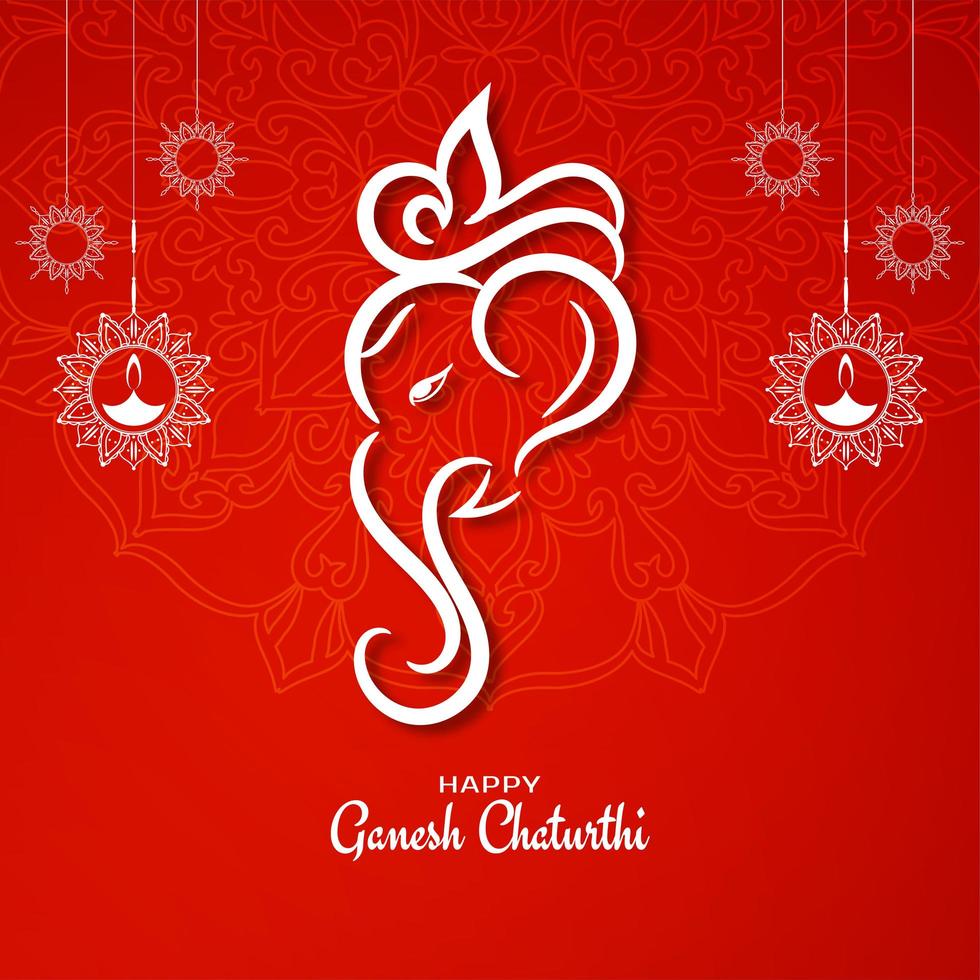 Red Ganesh Chaturthi festival decorative design vector