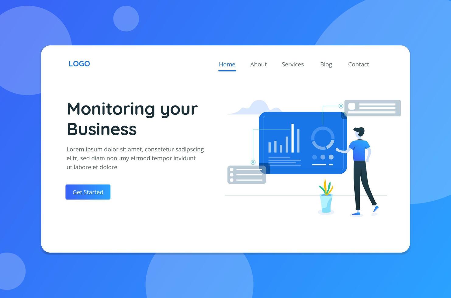 Monitoring Business Concept Landing Page vector