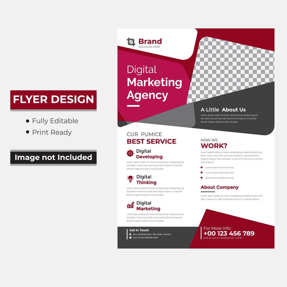 Marketing flyer with abstract red and gray shapes vector