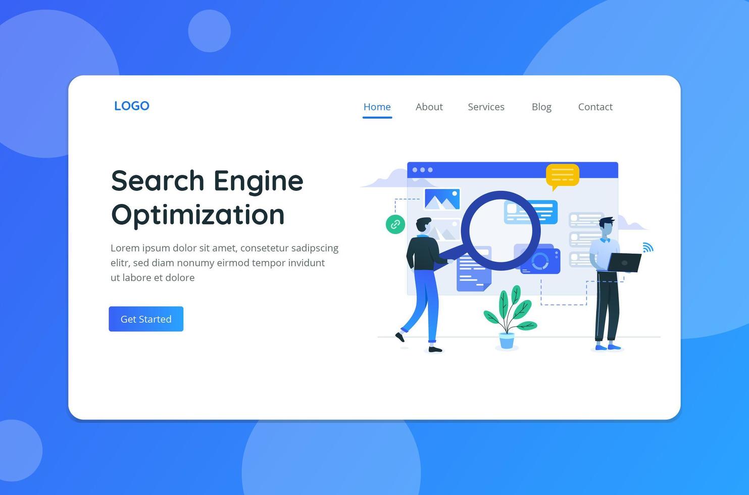 Search Engine Optimization Concept Landing Page vector